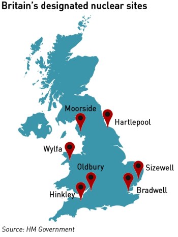 Britain's designated nuclear sites