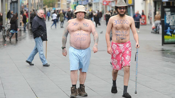 Left: Lee Weston. Right: Dan Ashman. A similar protest that was held in Leicester this year. Image: Fuel Poverty Action